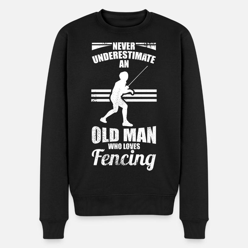Fechtender Großvater - Männer Premium Bio Pullover - Schwarz