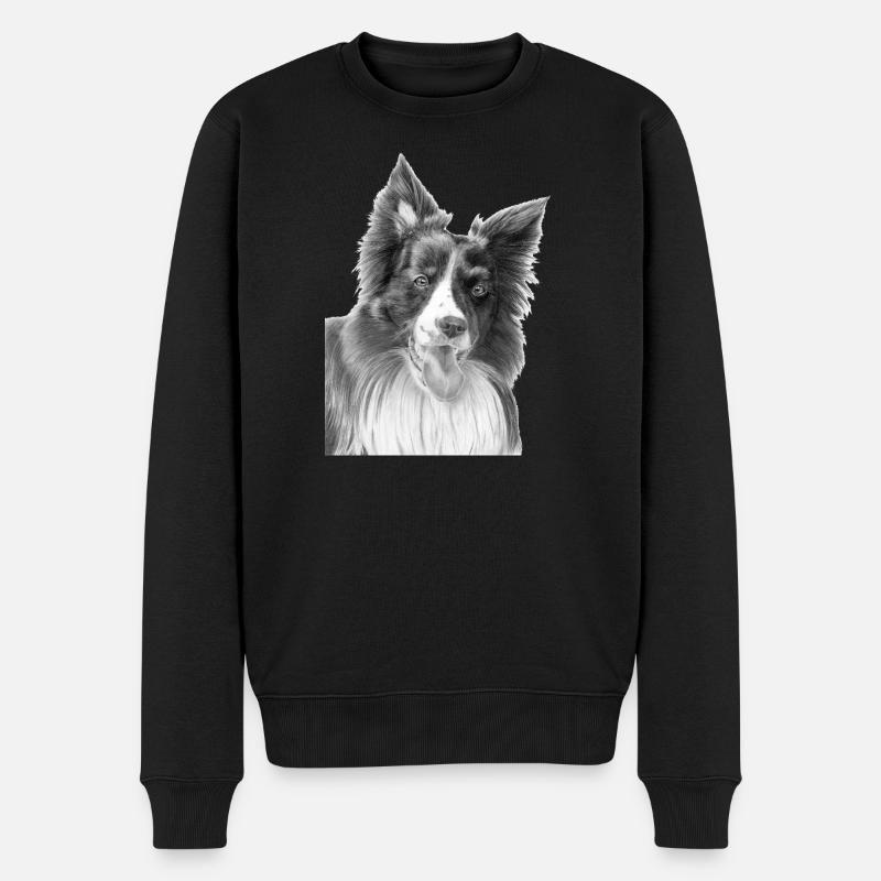 Border collie n°3 - Pull Premium bio Homme - noir