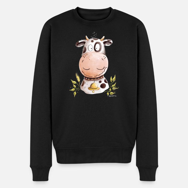 Drollige Kuh I Rind Bauernhoftiere - Männer Premium Bio Pullover - Schwarz