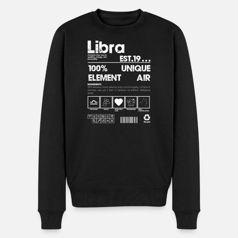 Waage Air Sternzeichen Fusion - Männer Premium Bio Pullover - Schwarz