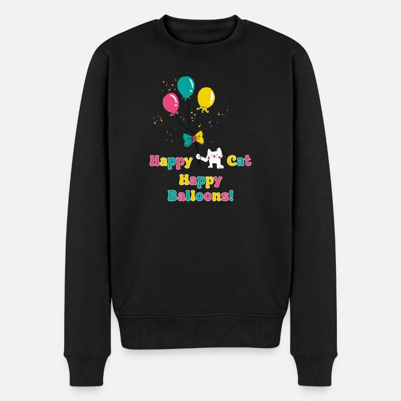 Chat heureux, baloons heureux - Pull Premium bio Homme - noir
