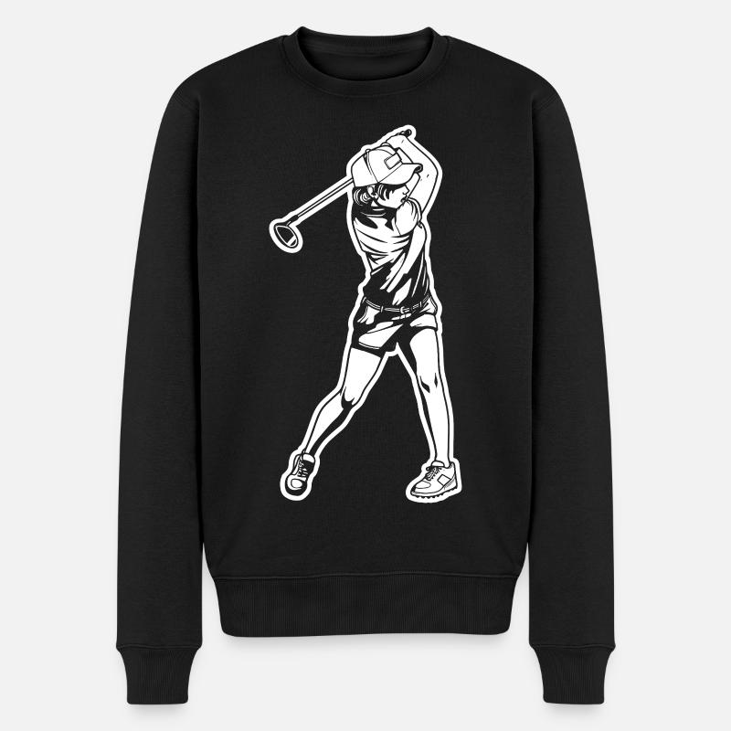 Golferin Skizze - Männer Premium Bio Pullover - Schwarz