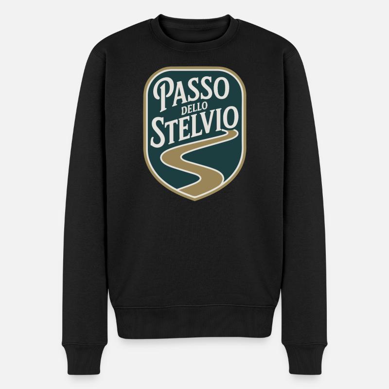 Passo dello Stelvio Radfahren - Männer Premium Bio Pullover - Schwarz