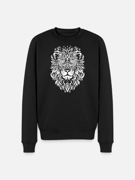 Fiery lion head tattoo design - Men's Premium Organic Jumper - black