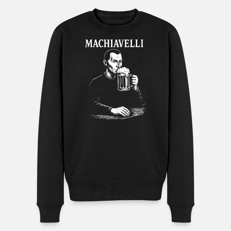 Machiavelli Brew Porträt - Männer Premium Bio Pullover - Schwarz