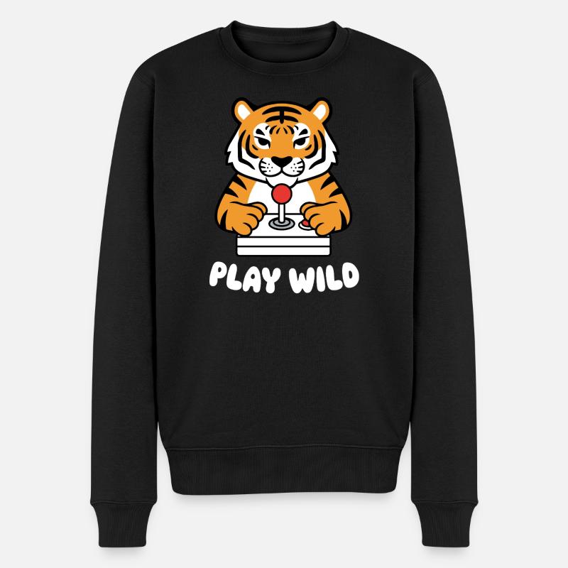 Tiger Arcade Play Wild - Männer Premium Bio Pullover - Schwarz