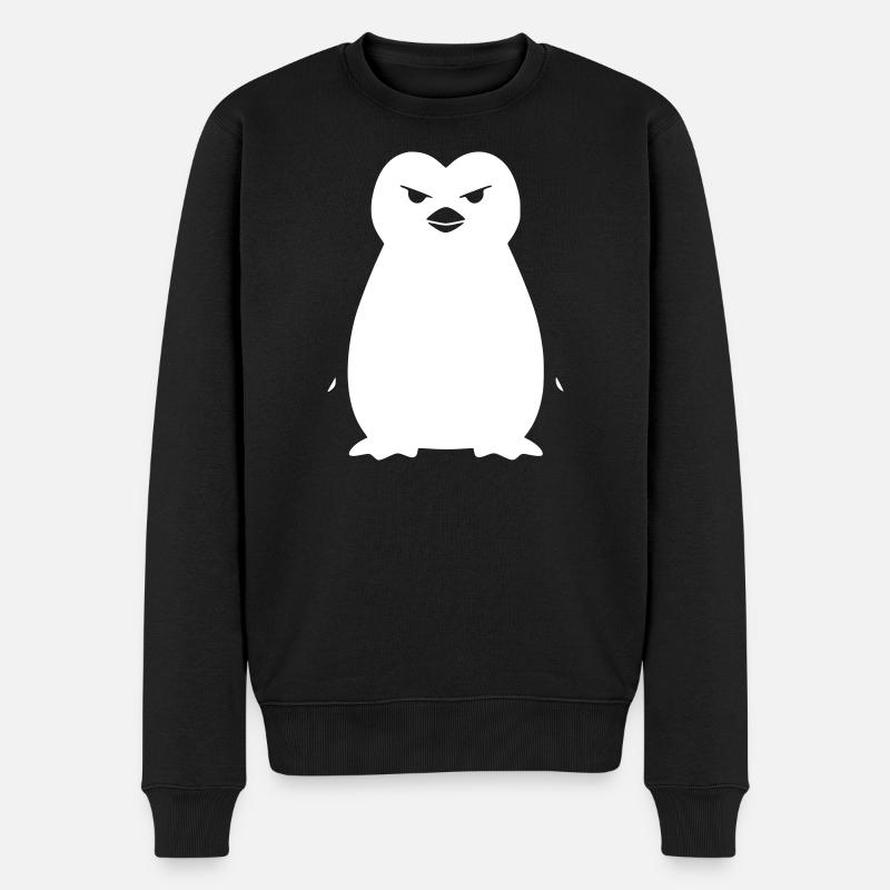 Pinguin Stencil: Boldes Grunge-Statement - Männer Premium Bio Pullover - Schwarz
