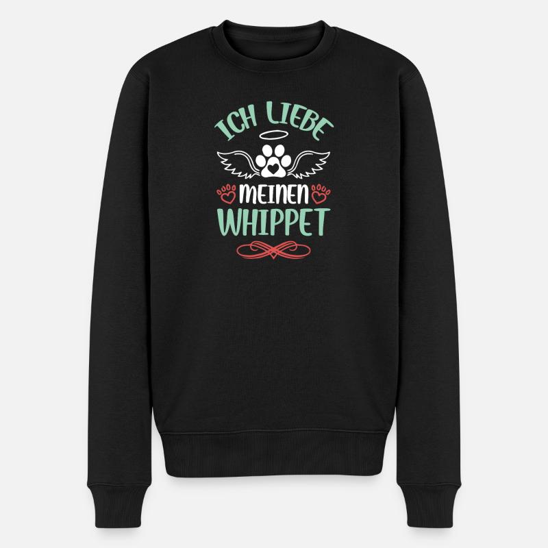 WhippetLove avec des ailes - Pull Premium bio Homme - noir