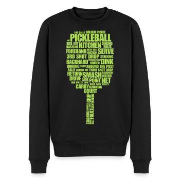 Pickleball-Begriffe Wortkunst – Paddeltypografie - Männer Premium Bio Pullover - Schwarz - Vorne - Nico (187cm)