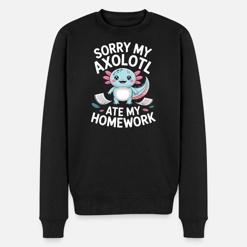 Excuse des devoirs d’Axolotl - Pull Premium bio Homme - noir