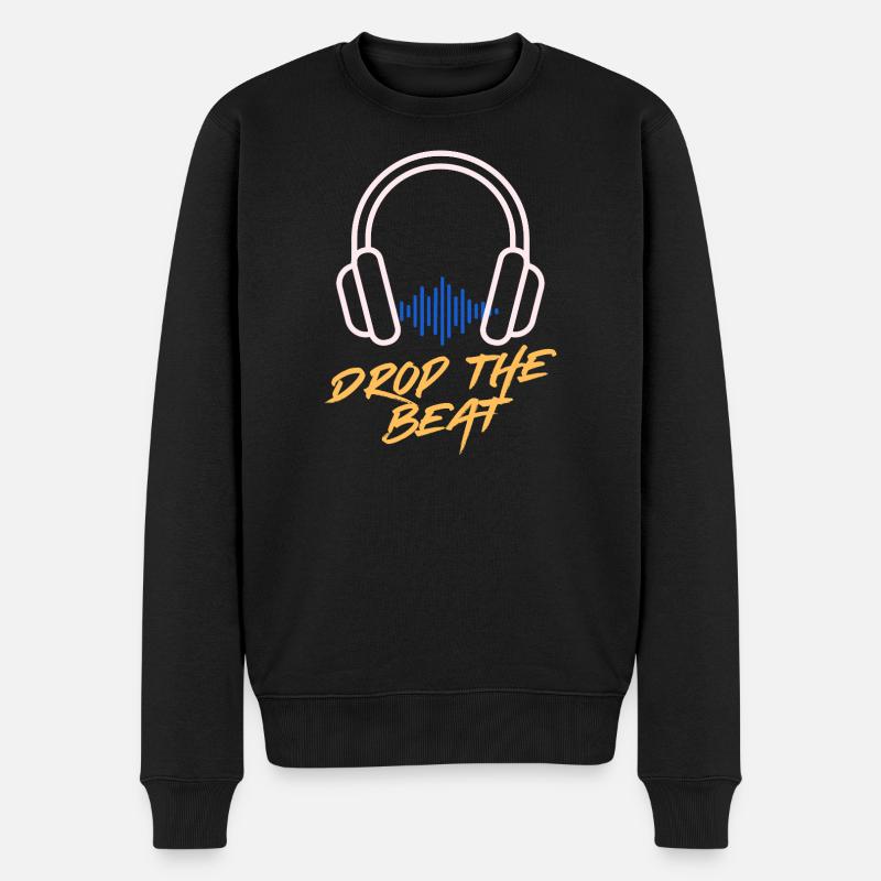 Waveform Drop the Beat Kopfhörer - Männer Premium Bio Pullover - Schwarz