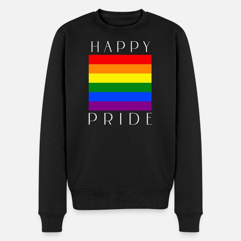 HAPPY PRIDE Regenbogen lgbtqia+ - Männer Premium Bio Pullover - Schwarz