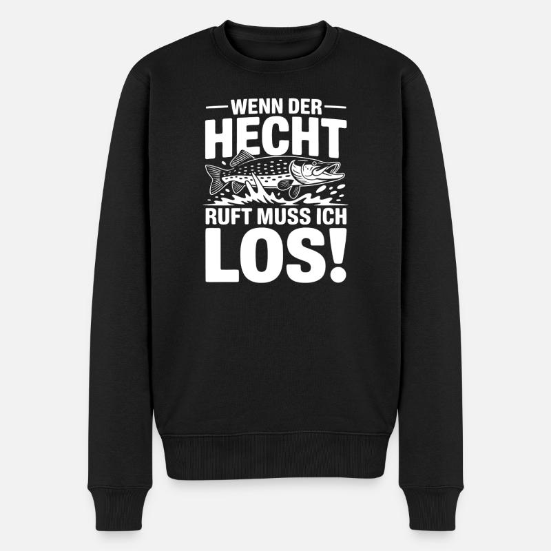 Der Hecht ruft! - Männer Premium Bio Pullover - Schwarz