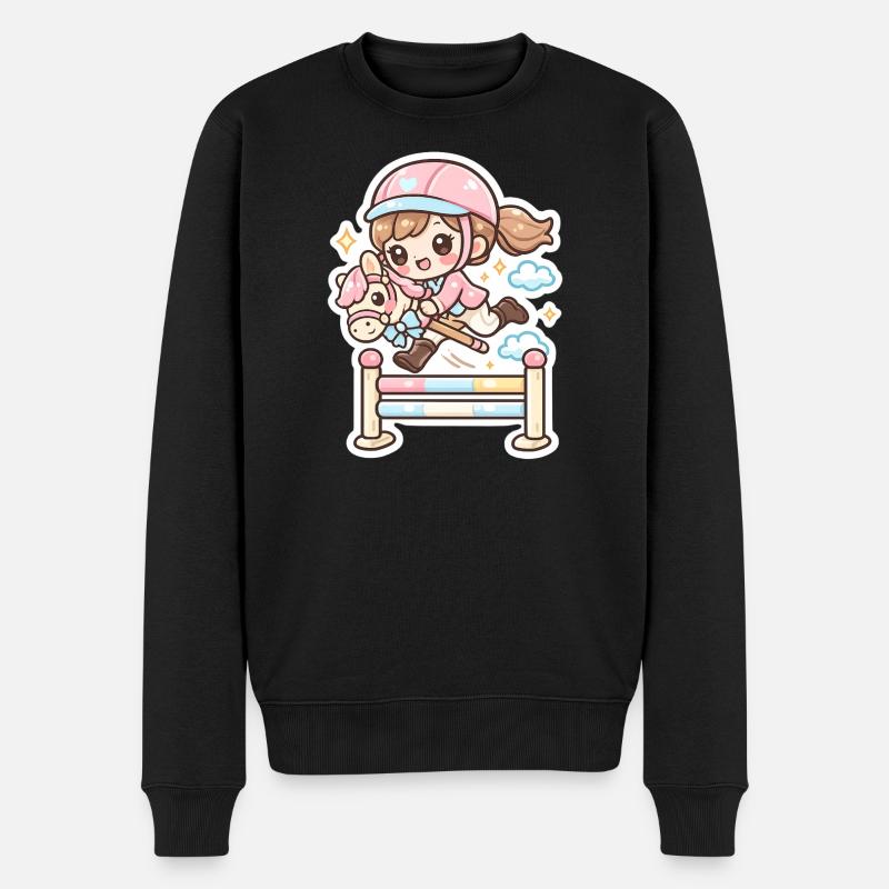 Obstacle au saut de poney Kawaii - Pull Premium bio Homme - noir