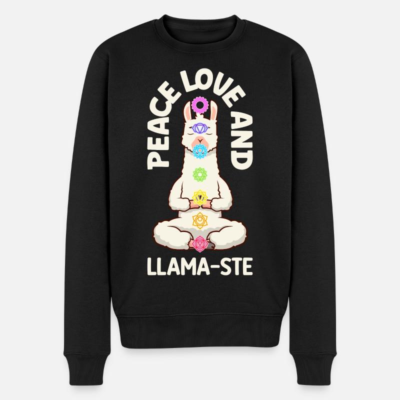 Chakra Humor - Llama Spirit Peace - Männer Premium Bio Pullover - Schwarz