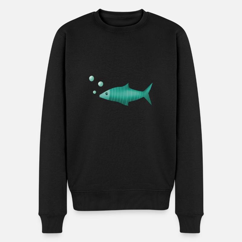 Poisson Fisch - Männer Premium Bio Pullover - Schwarz