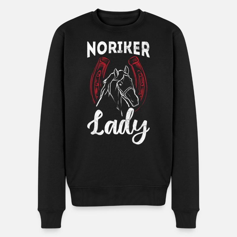 Noriker Lady Reiter Pferde Reiten Noriker - Männer Premium Bio Pullover - Schwarz