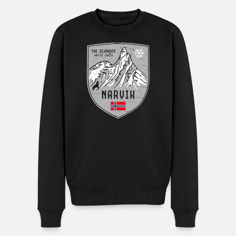 Narvik Stetind Norwegen Wappen - Männer Premium Bio Pullover - Schwarz