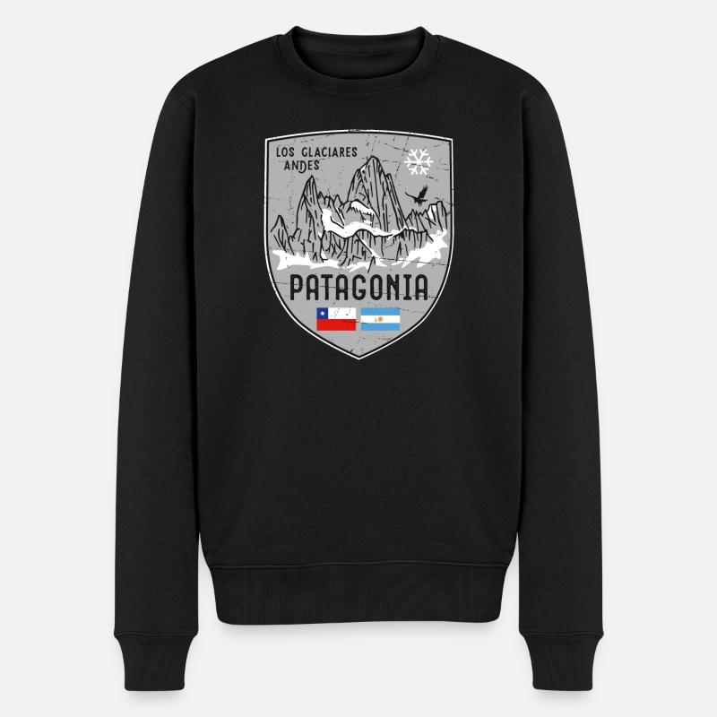 Fitzroy Patagonien Wappen - Männer Premium Bio Pullover - Schwarz