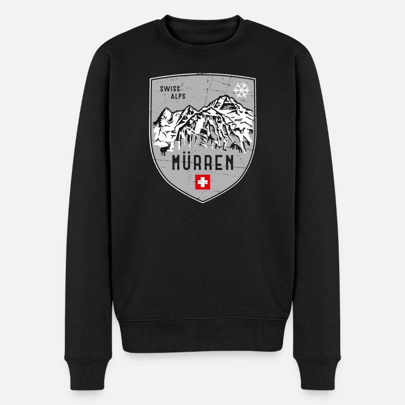 Mürren Eiger Mönch Jungrfrau Schweiz Wappen - Männer Premium Bio Pullover - Schwarz