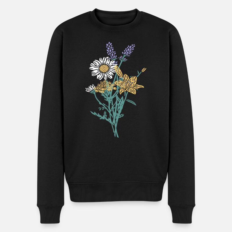 Kräuterstrauss - Männer Premium Bio Pullover - Schwarz
