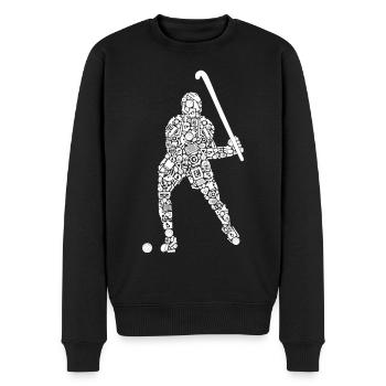 Feldhockey Symbole Hockey Jungen Hockeyspieler - Männer Premium Bio Pullover - Schwarz - Vorne - Nico (187cm)
