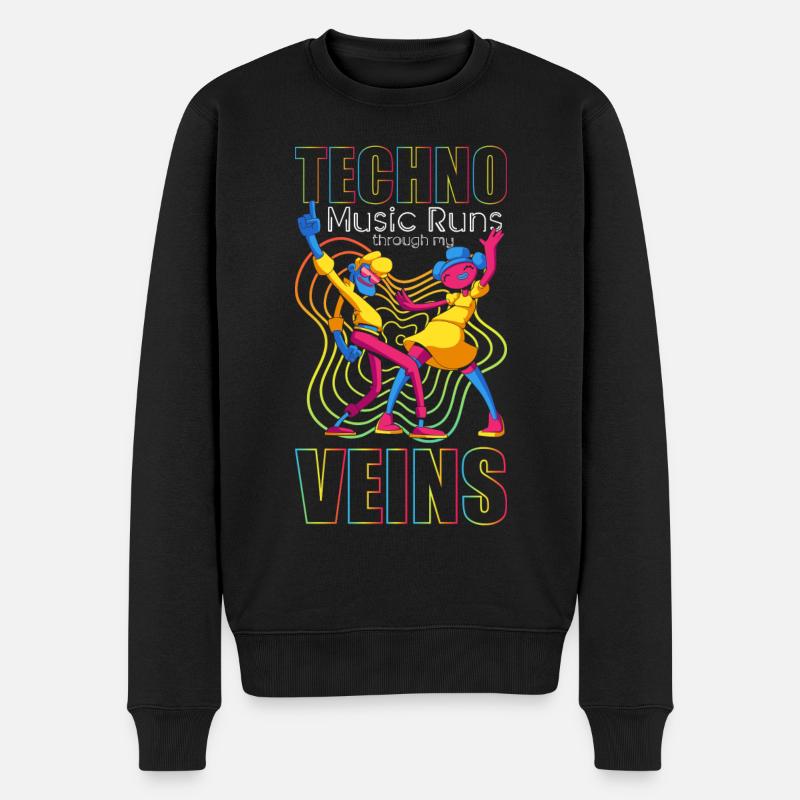 Techno Rave Musik Festival Dj - Männer Premium Bio Pullover - Schwarz
