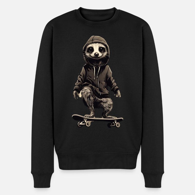 Suricate cool sur skateboard - Pull Premium bio Homme - noir