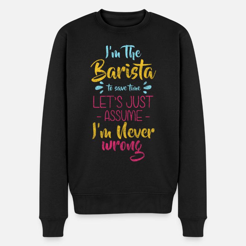 Barkeeper Kaffeetrinker Morgenmuffel - Männer Premium Bio Pullover - Schwarz