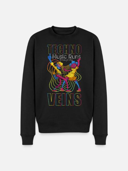 Techno Dj Minimal - Männer Premium Bio Pullover - Schwarz