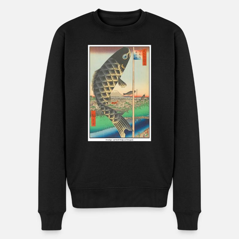Japanische Kunst Hiroshige - Männer Premium Bio Pullover - Schwarz