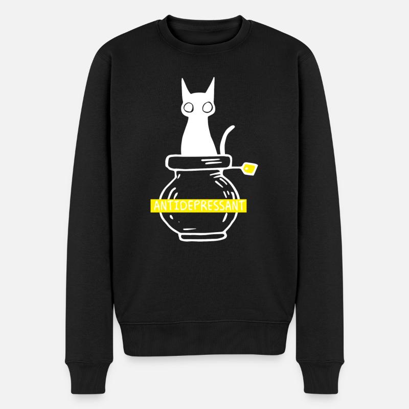 Antidépresseur cadeau chat animaux - Pull Premium bio Homme - noir