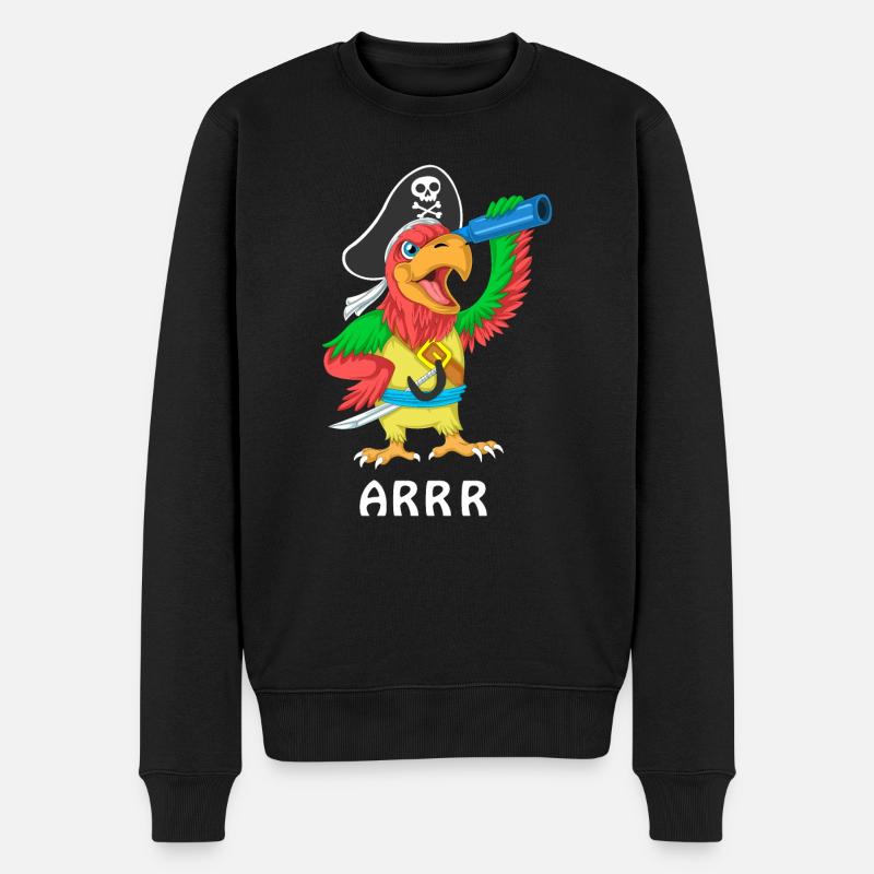 Piratenpapagei arrrrr - Männer Premium Bio Pullover - Schwarz