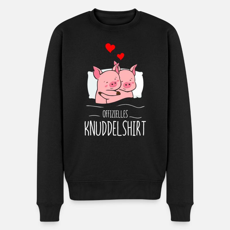 Offizielles Knuddelshirt Schwein Schlafshirt - Männer Premium Bio Pullover - Schwarz