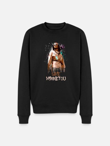 save winnetou,winnetou,indianer,illustration - Männer Premium Bio Pullover - Schwarz