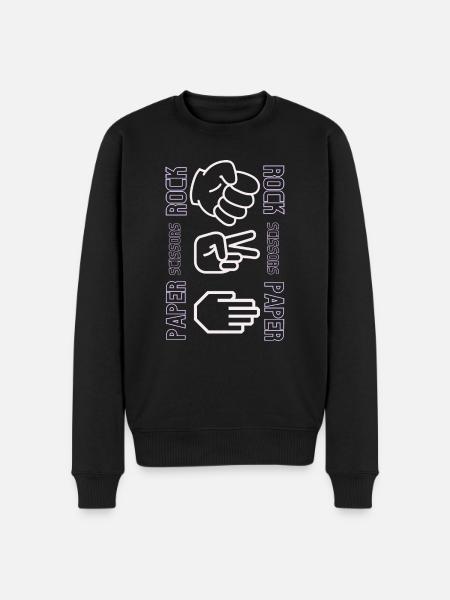 Entscheidungsspiel Stein, Schere und Papier - Männer Premium Bio Pullover - Schwarz