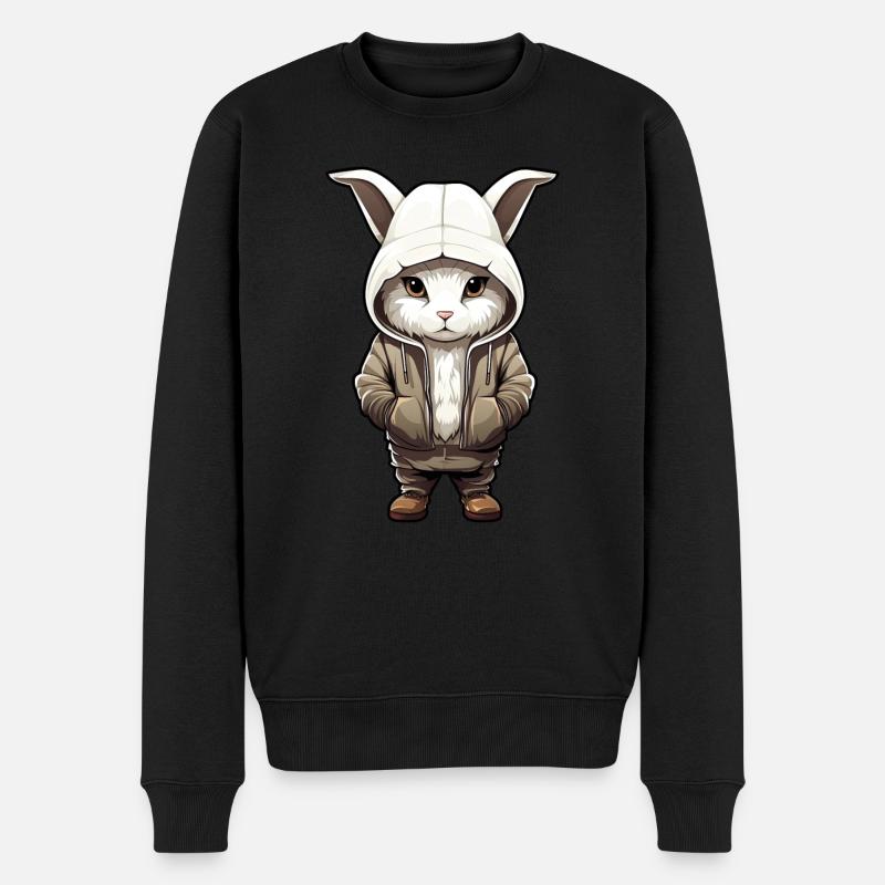 Cooler Polarhase in lässiger Kleidung - Männer Premium Bio Pullover - Schwarz