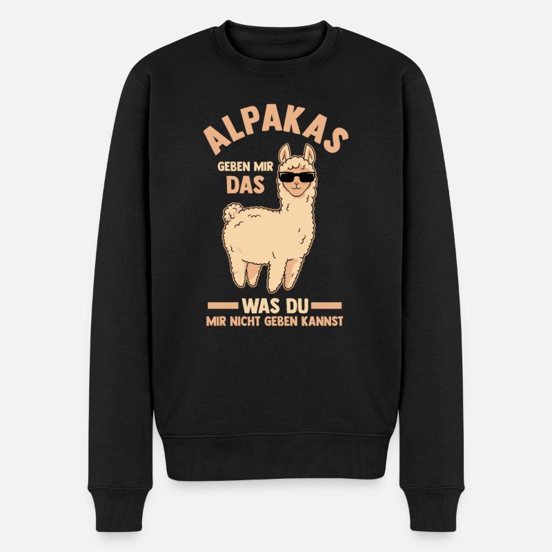Alpaka - Männer Premium Bio Pullover - Schwarz