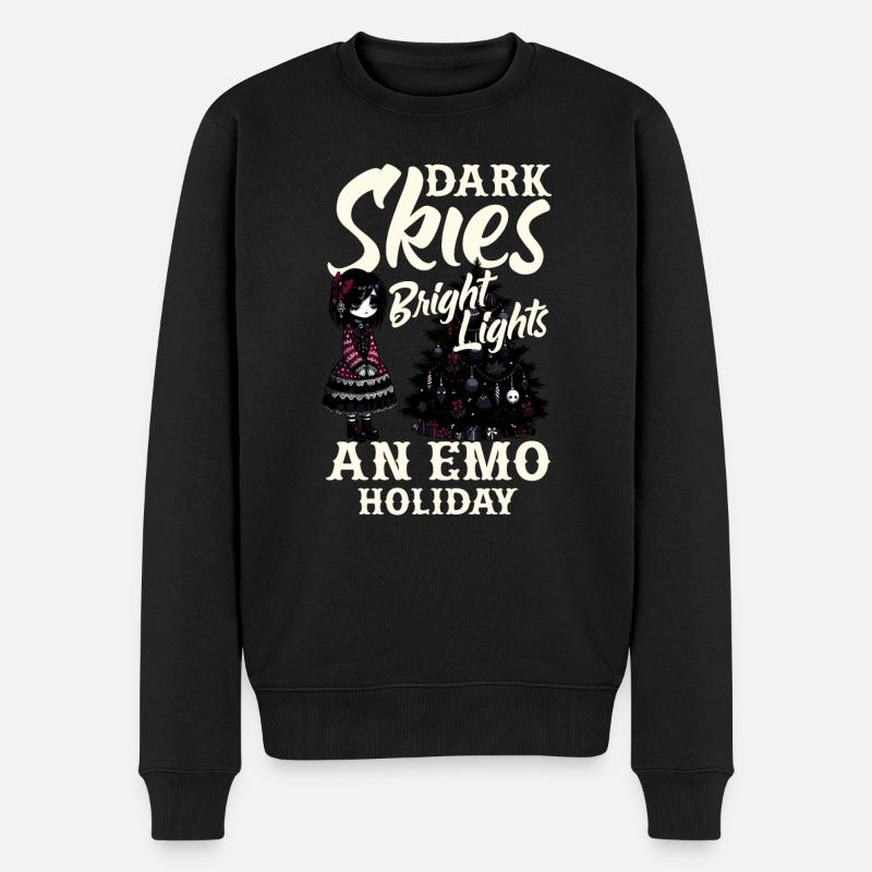 Dark Skies Bright Lights An Emo Holiday Emocore - Männer Premium Bio Pullover - Schwarz