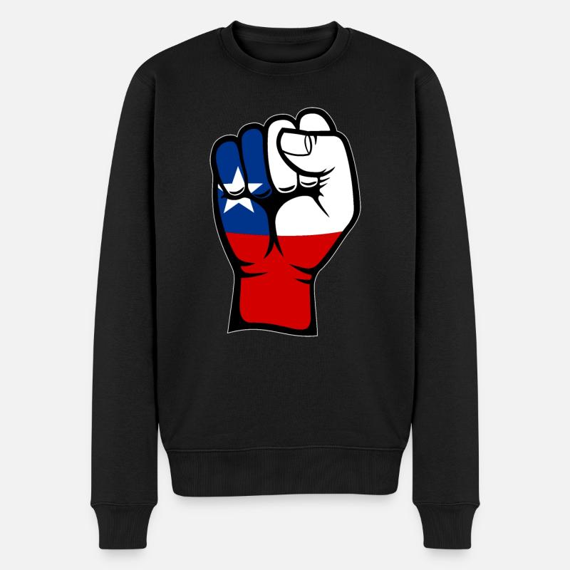 Chile Flagge Faust Hand Symbol - Männer Premium Bio Pullover - Schwarz
