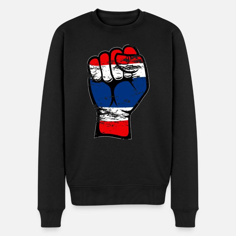 Thailand Flagge Faust Hand Symbol used - Männer Premium Bio Pullover - Schwarz