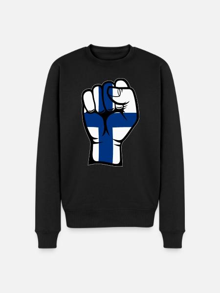 Finland Flag Fist Hand Symbol - Men's Premium Organic Jumper - black