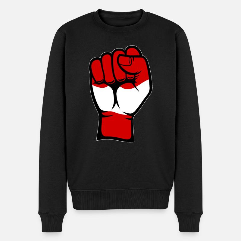 Österreich Flagge Faust Hand Symbol - Männer Premium Bio Pullover - Schwarz