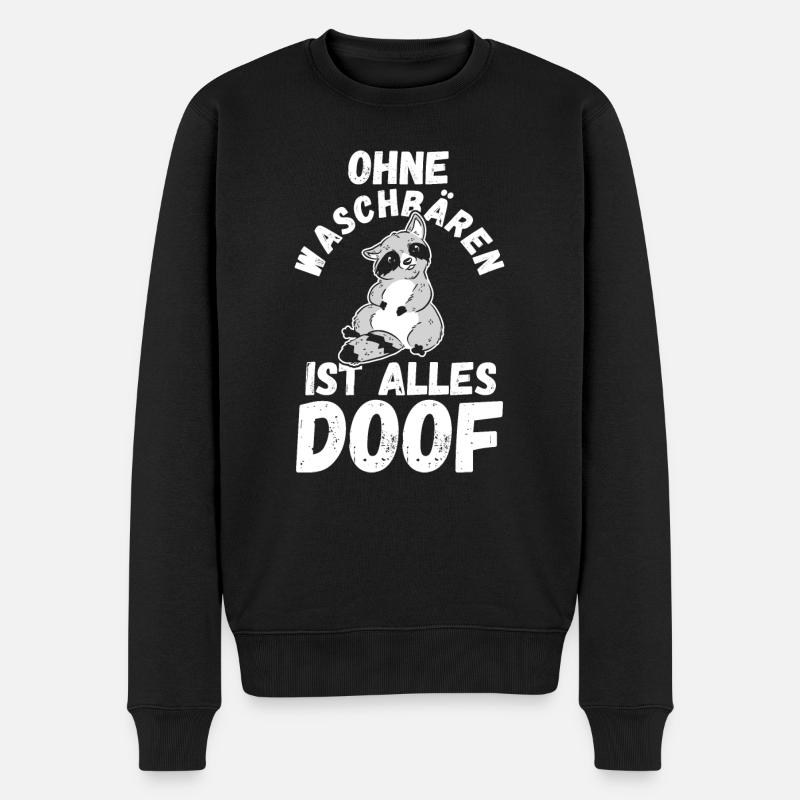 Waschbär - Männer Premium Bio Pullover - Schwarz