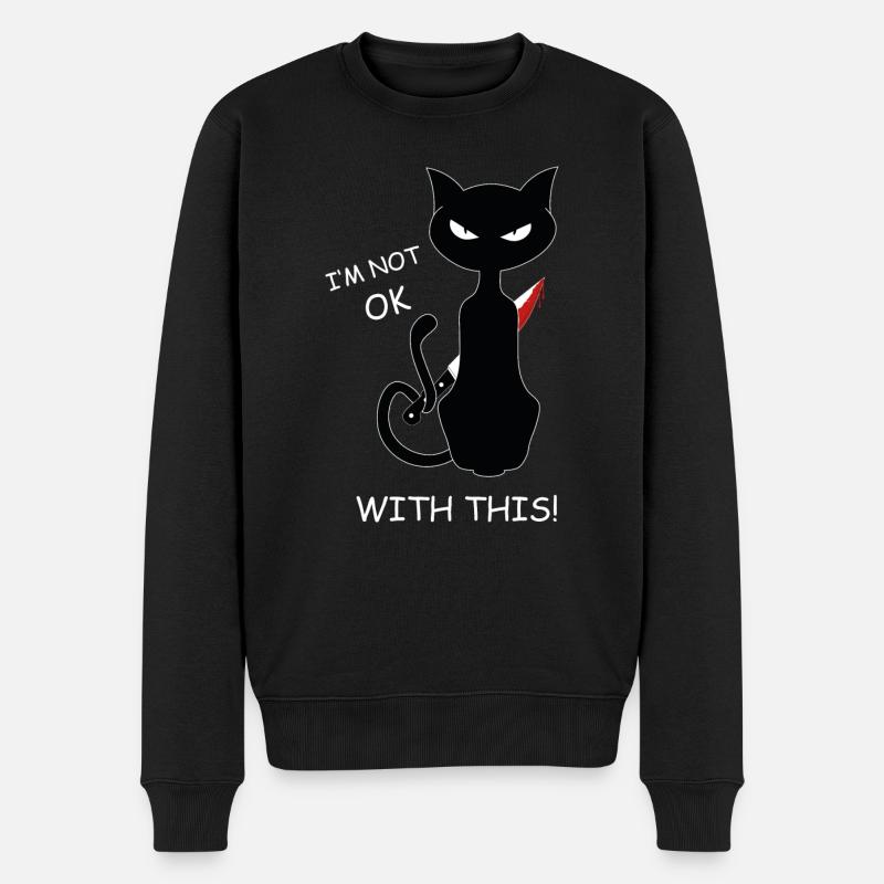 Schwarze Katze Ich bin nicht einverstanden damit - Männer Premium Bio Pullover - Schwarz