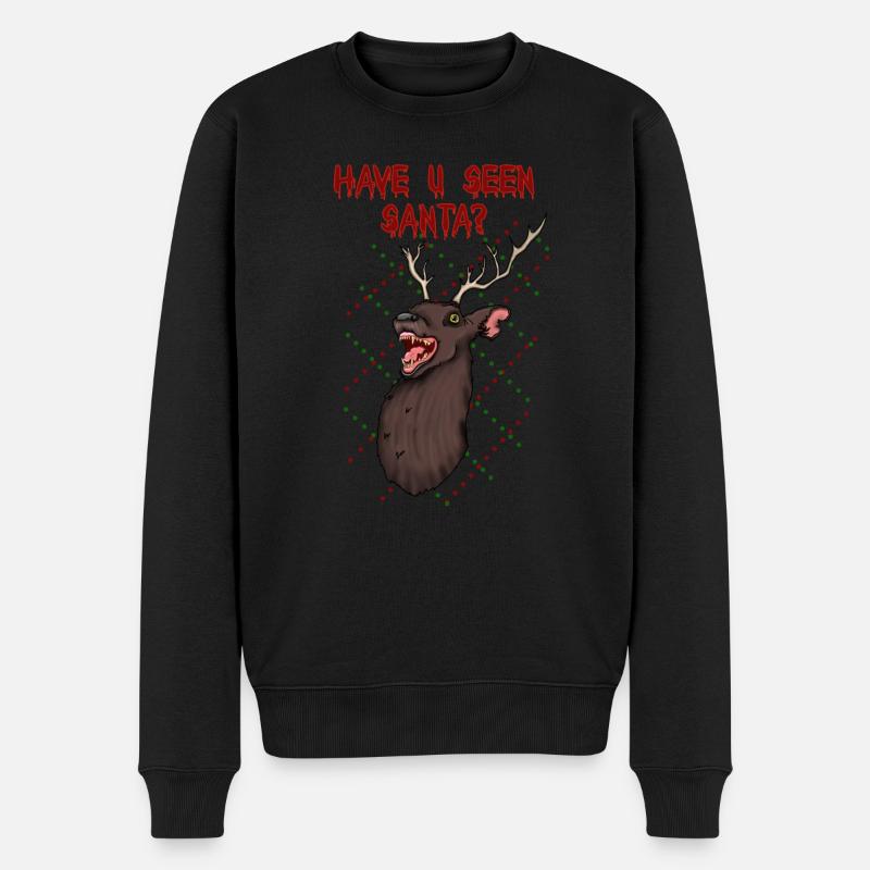 Hirsch Böse Düstere Weihnacht Spruch - Männer Premium Bio Pullover - Schwarz