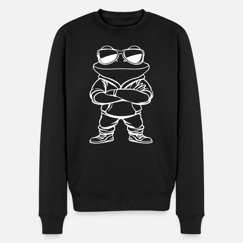 frosch comic sonnenbrille - Männer Premium Bio Pullover - Schwarz