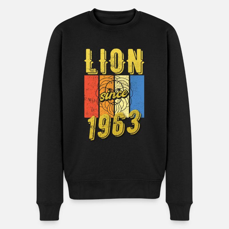 Léo 1963 Zodiac Cadeau d’anniversaire - Pull Premium bio Homme - noir