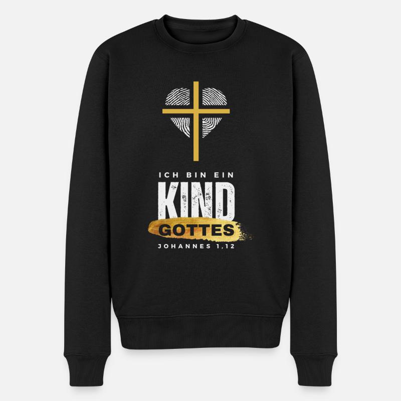 Kind Gottes Gold - Männer Premium Bio Pullover - Schwarz