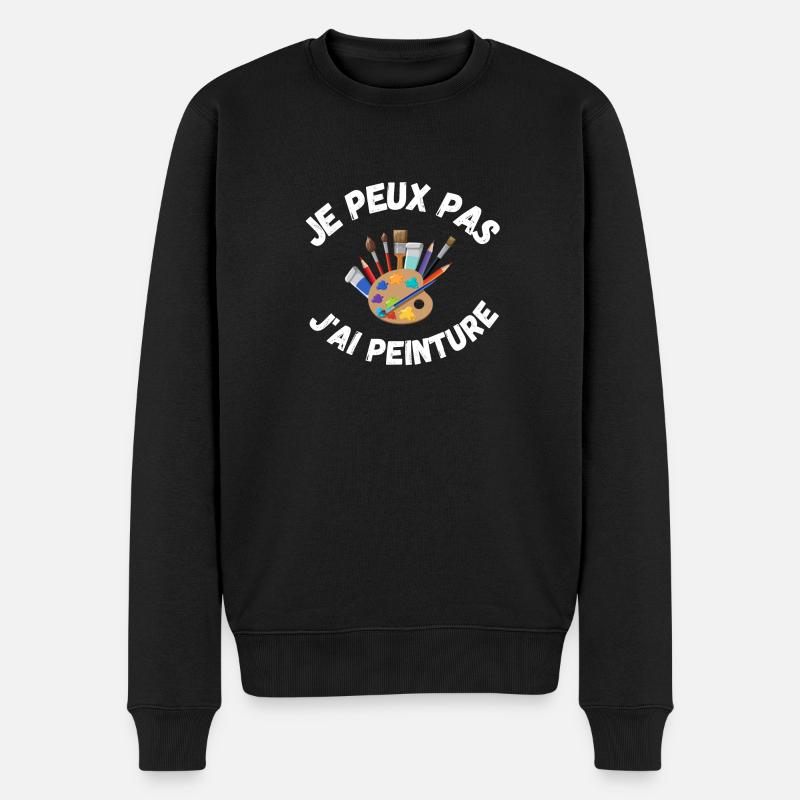Ich kann nicht malen - Männer Premium Bio Pullover - Schwarz